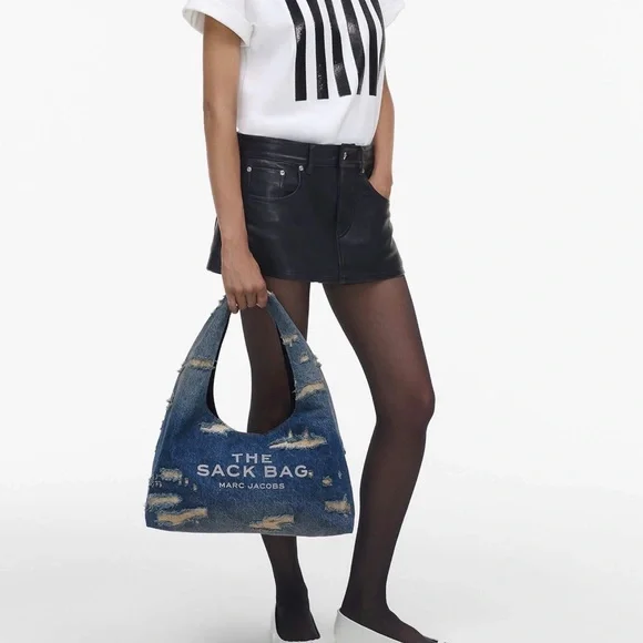 Marc Jacobs The Sack Bag in Blue Denim with White Accents - Picture 6 of 7